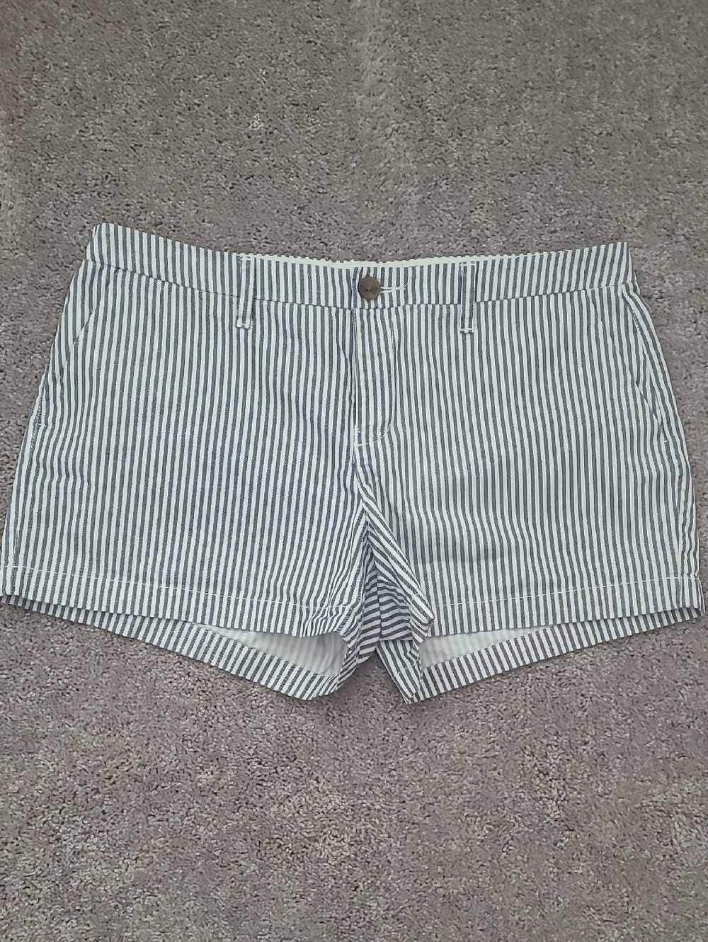 Old Navy Navy and White Vertical Stripe Bermuda Shorts